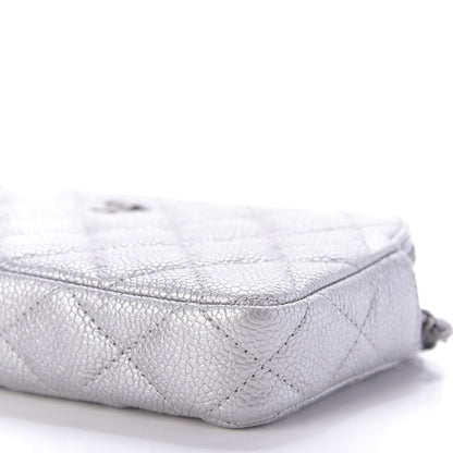 Chanel Metallic Caviar Quilted Small Clutch With Chain Silver 10 of 11