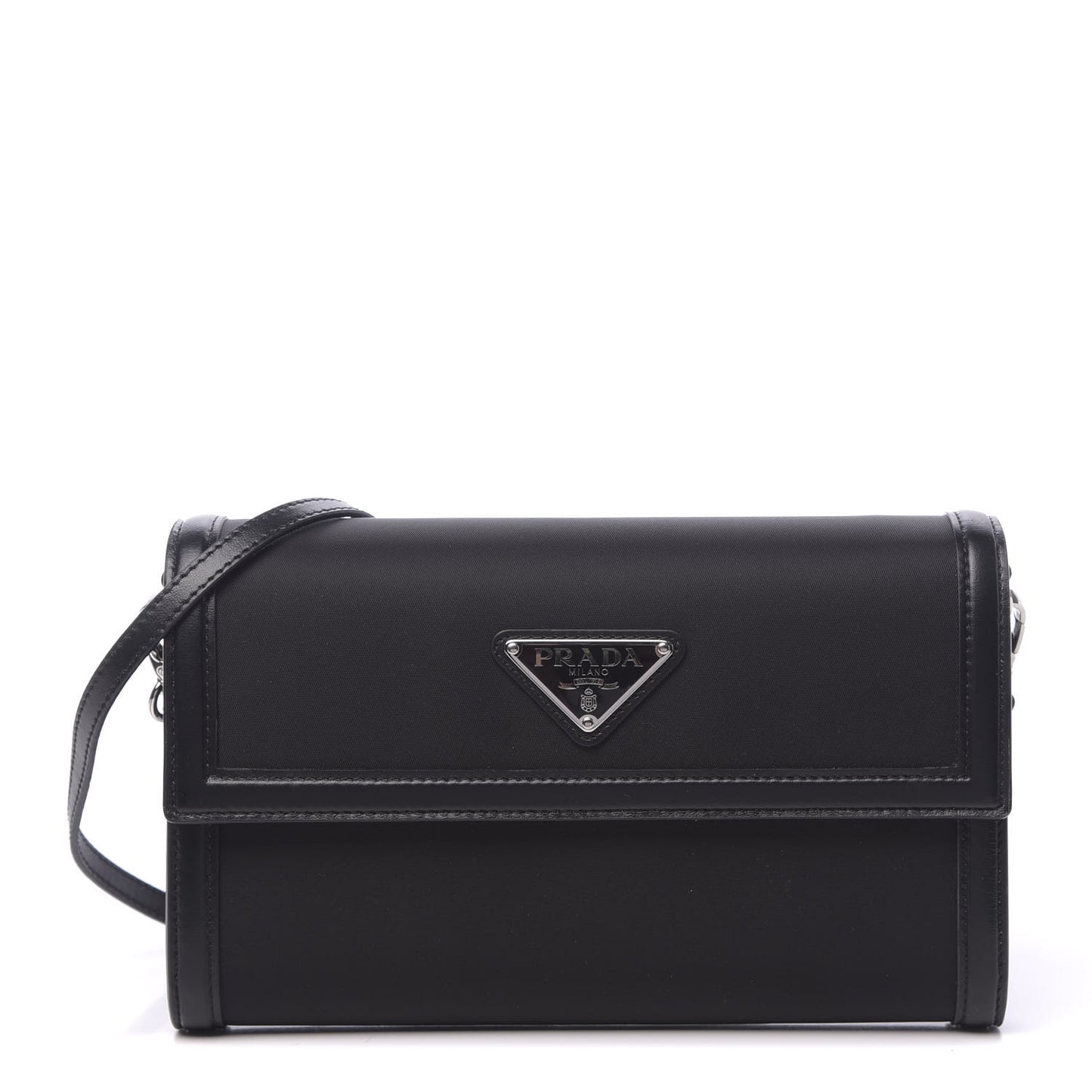 Tessuto Nylon Vitello Wallet on Strap Black