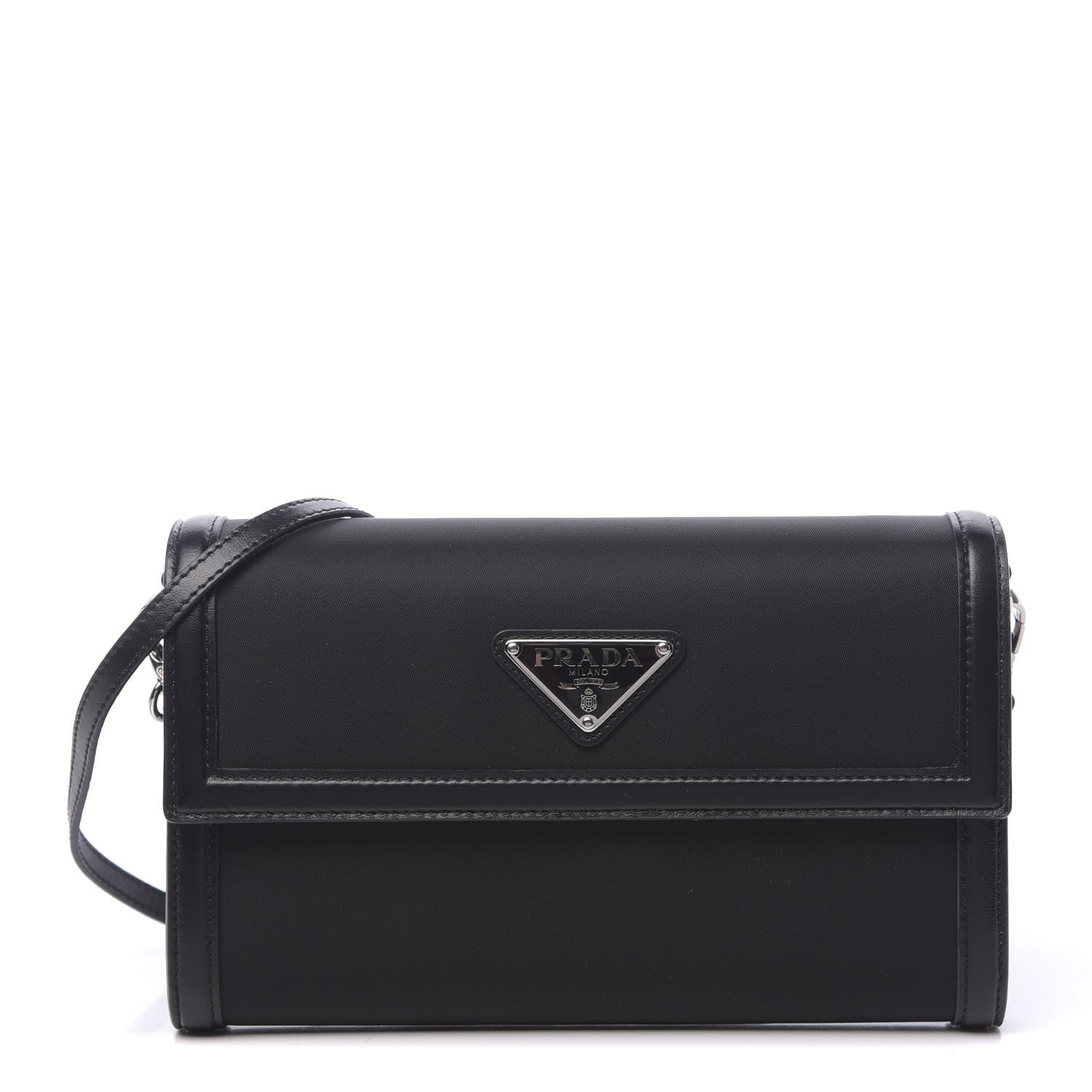 Prada Tessuto Nylon Vitello Wallet on Strap Black 1 of 10