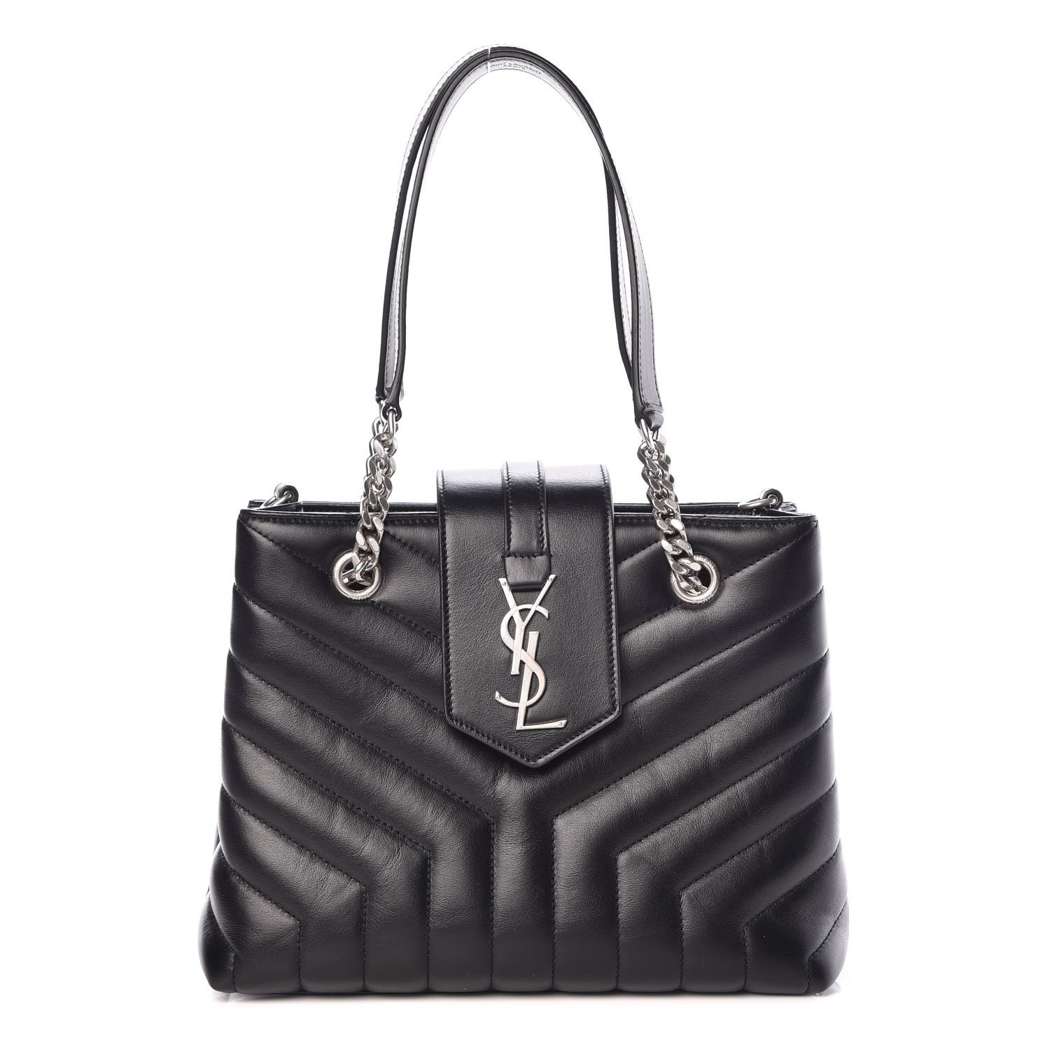 Saint Laurent Calfskin Y Quilted Monogram Small Loulou Shopper Black 1 of 11