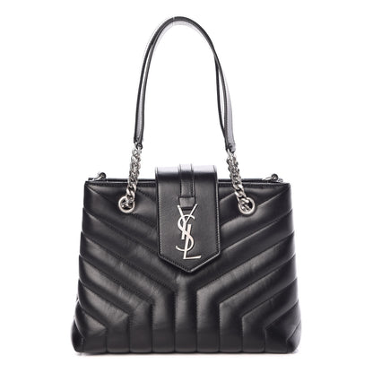 Saint Laurent Calfskin Y Quilted Monogram Small Loulou Shopper Black 1 of 11