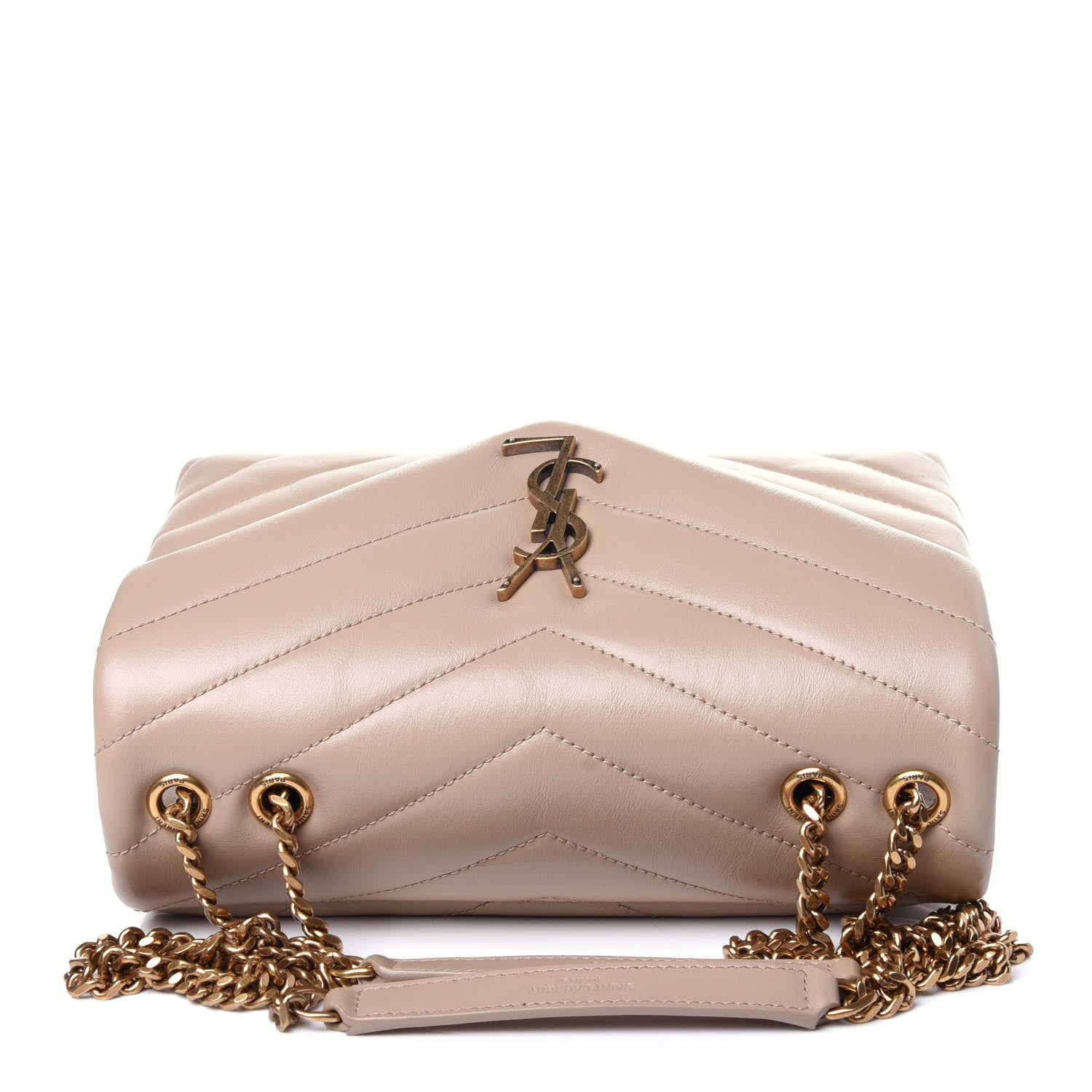 Saint Laurent Calfskin Y Quilted Monogram Small Loulou Chain Satchel Dark Beige 11 of 11