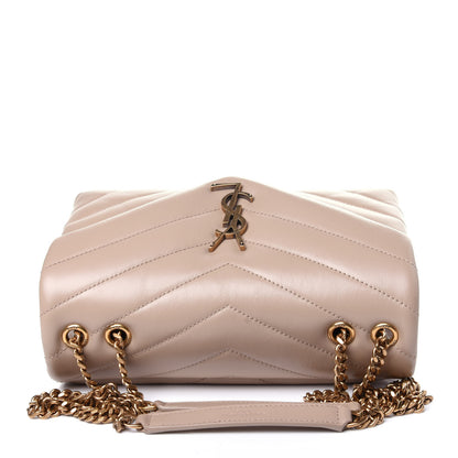 Saint Laurent Calfskin Y Quilted Monogram Small Loulou Chain Satchel Dark Beige 11 of 11