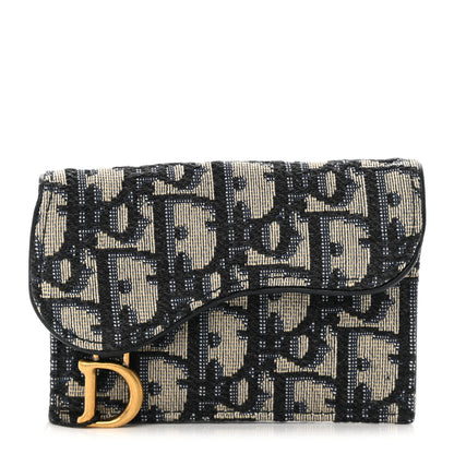 Christian Dior Oblique Saddle Card Holder Blue 1 of 9