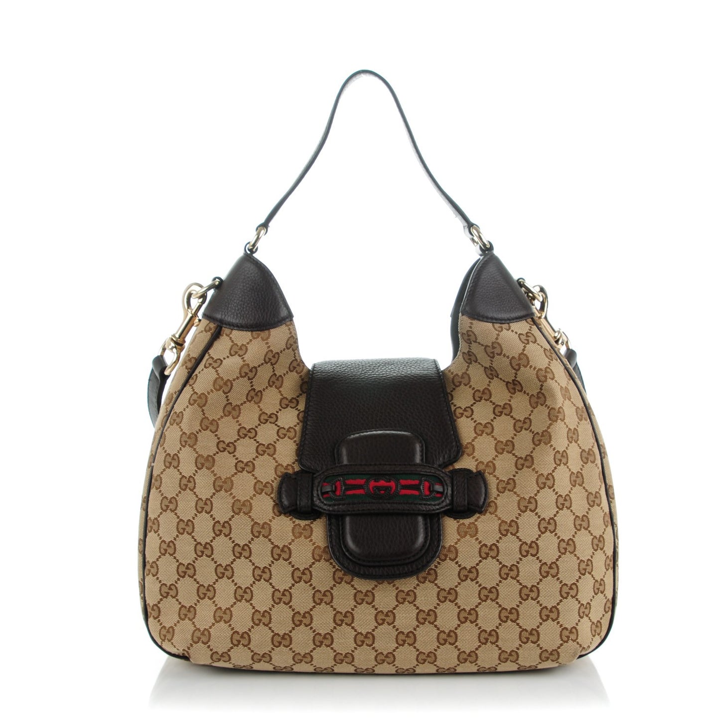 Monogram Web Medium Dressage Hobo Dark Brown