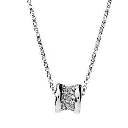 Bulgari 18K White Gold Diamond Small B.Zero1 Pave Pendant Necklace 3 of 5