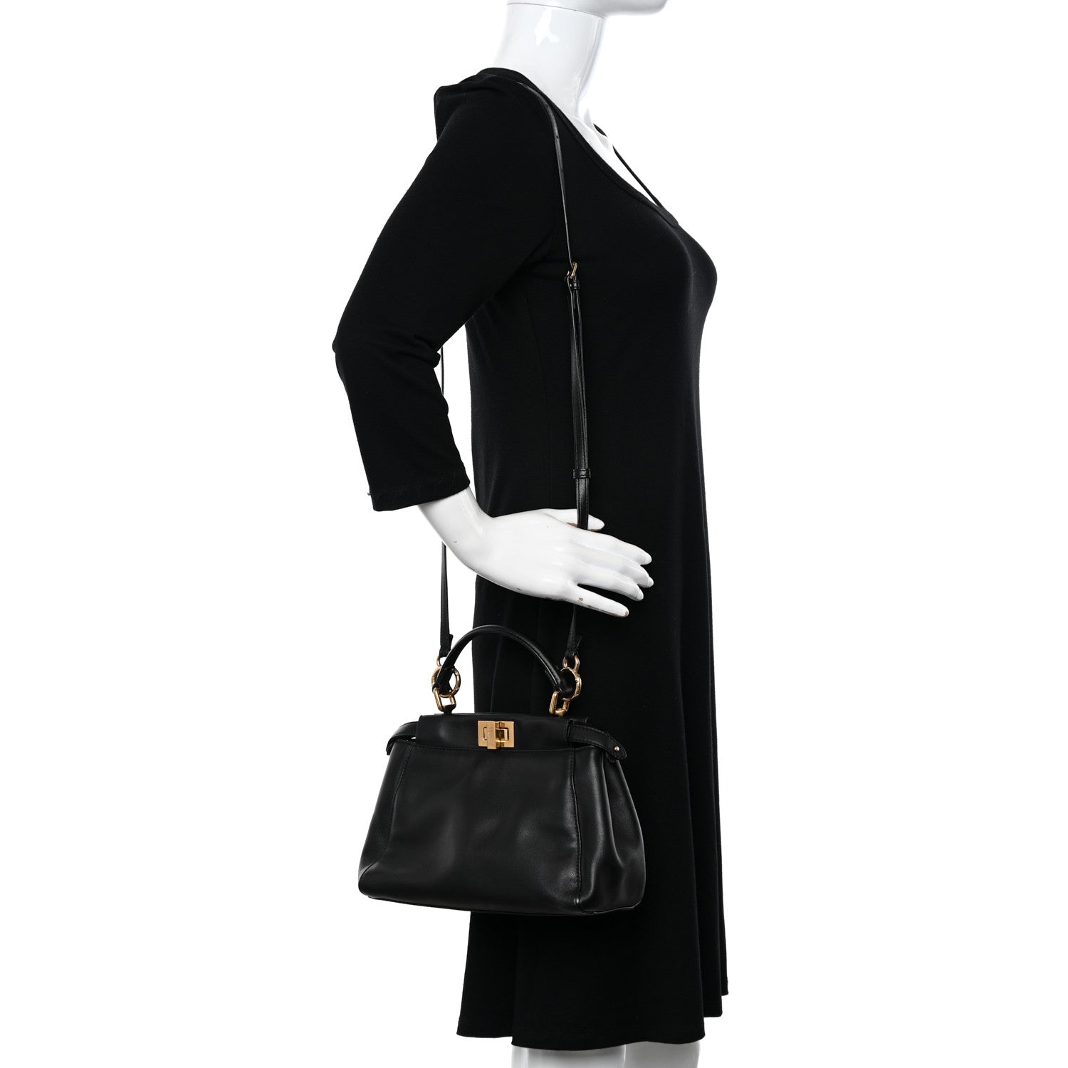 Fendi Nappa Mini Peekaboo Iconic Satchel Black 2 of 9