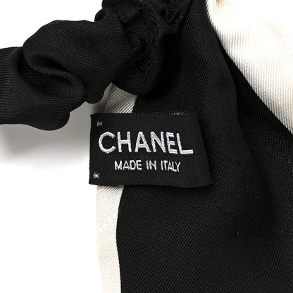 Chanel Silk Hair Tie Black Ivory 3 of 4