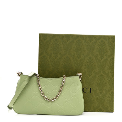 Gucci GG Grainy Calfskin Emblem Super Mini Shoulder Bag Sage Leaf 11 of 11