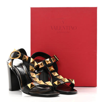 Valentino Garavani Calfskin Roman Stud T-Strap 90mm Sandals 40 Black 18 of 18