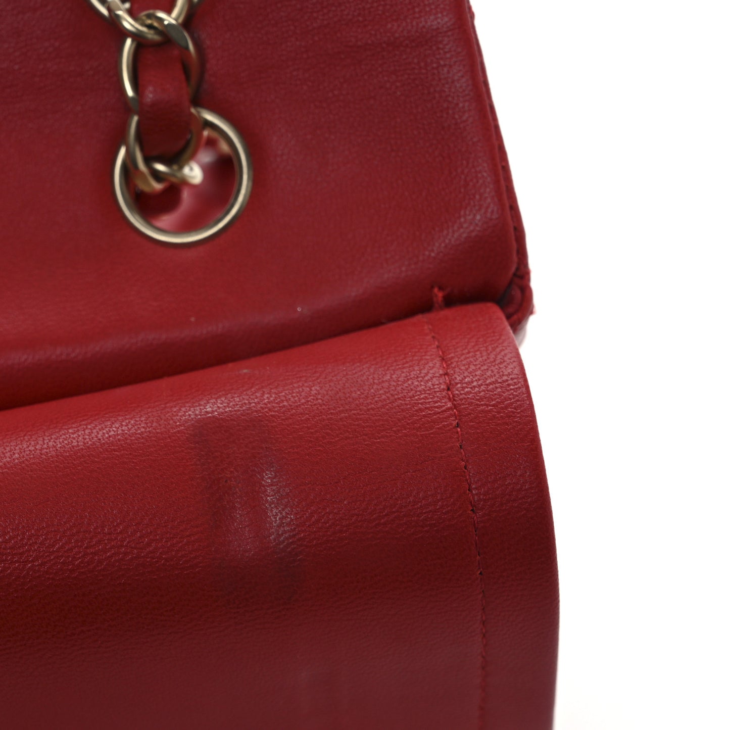 Lambskin Quilted Medium Double Flap Red