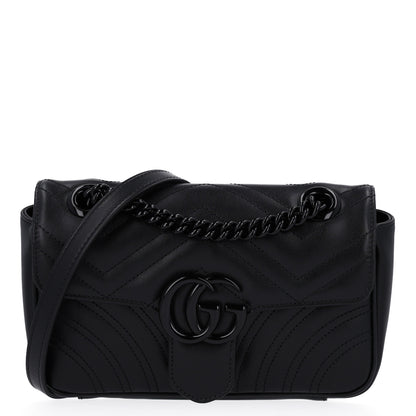 Gucci Calfskin Matelasse Monochrome Mini GG Marmont Shoulder Bag Black 1 of 10