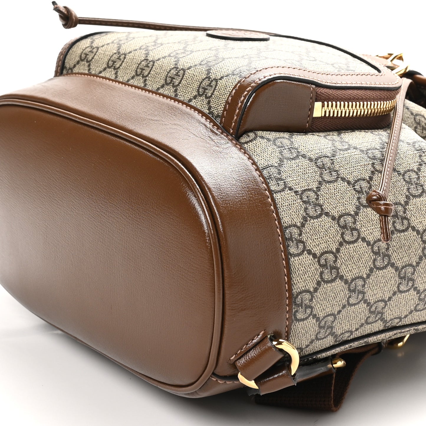 GG Supreme Monogram Azalea Calfskin Retro Interlocking G Buckle Backpack Beige Ebony Brown Sugar