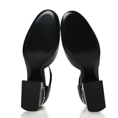 Chanel Shiny Goatskin Pearl Mary Jane Flats 39.5 Black 11 of 16