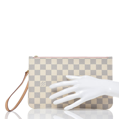 Louis Vuitton Damier Azur Neverfull MM GM Pochette Rose Ballerine 2 of 10