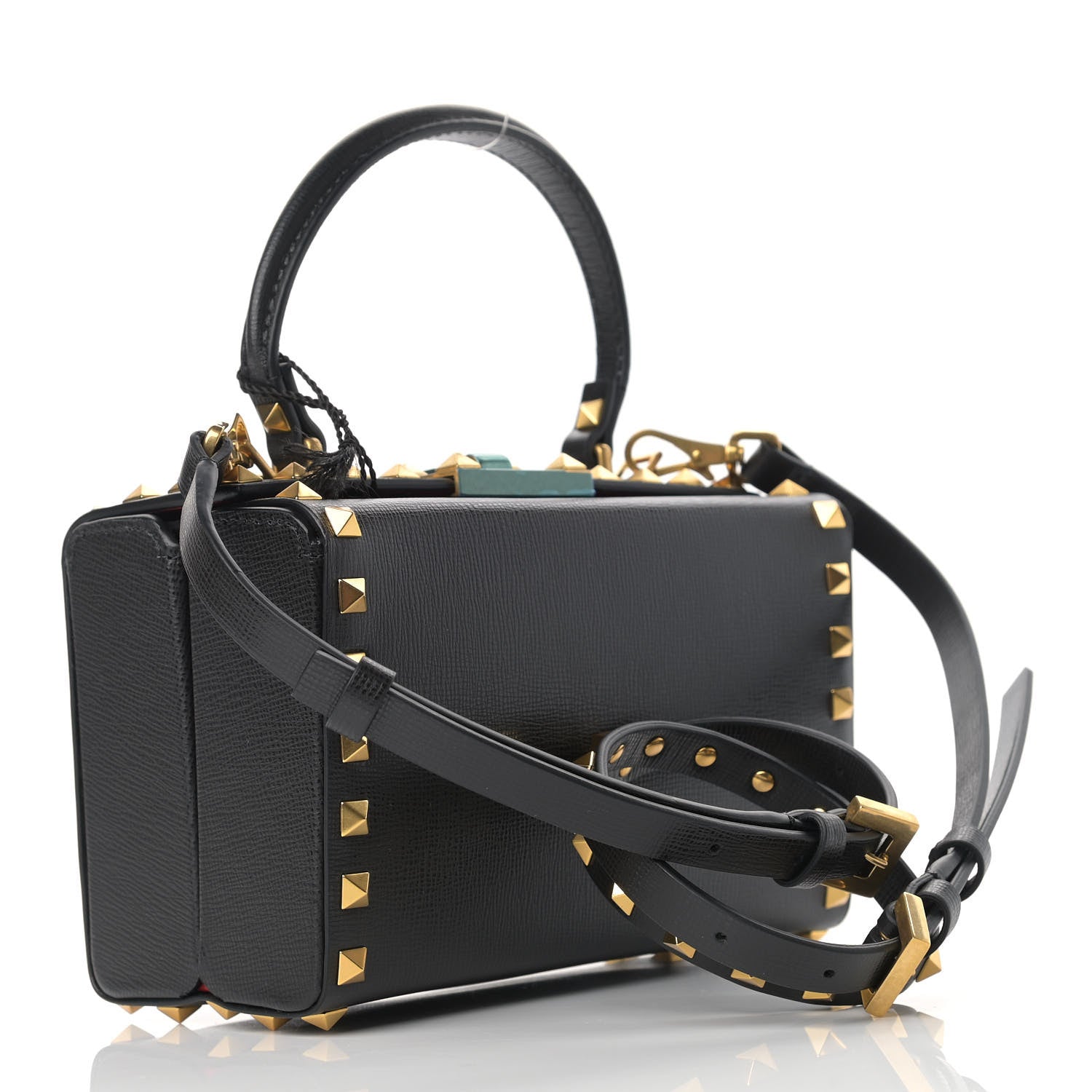 Valentino Garavani Grainy Calfskin Rockstud Alcove Box Top-Handle Bag Black 3 of 8