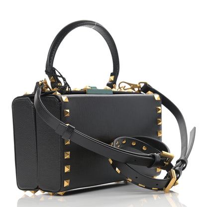 Valentino Garavani Grainy Calfskin Rockstud Alcove Box Top-Handle Bag Black 3 of 8