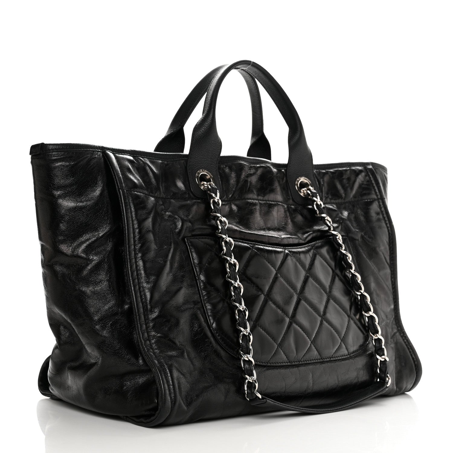 Chanel Glazed Calfskin Medium Deauville Tote Black 3 of 11