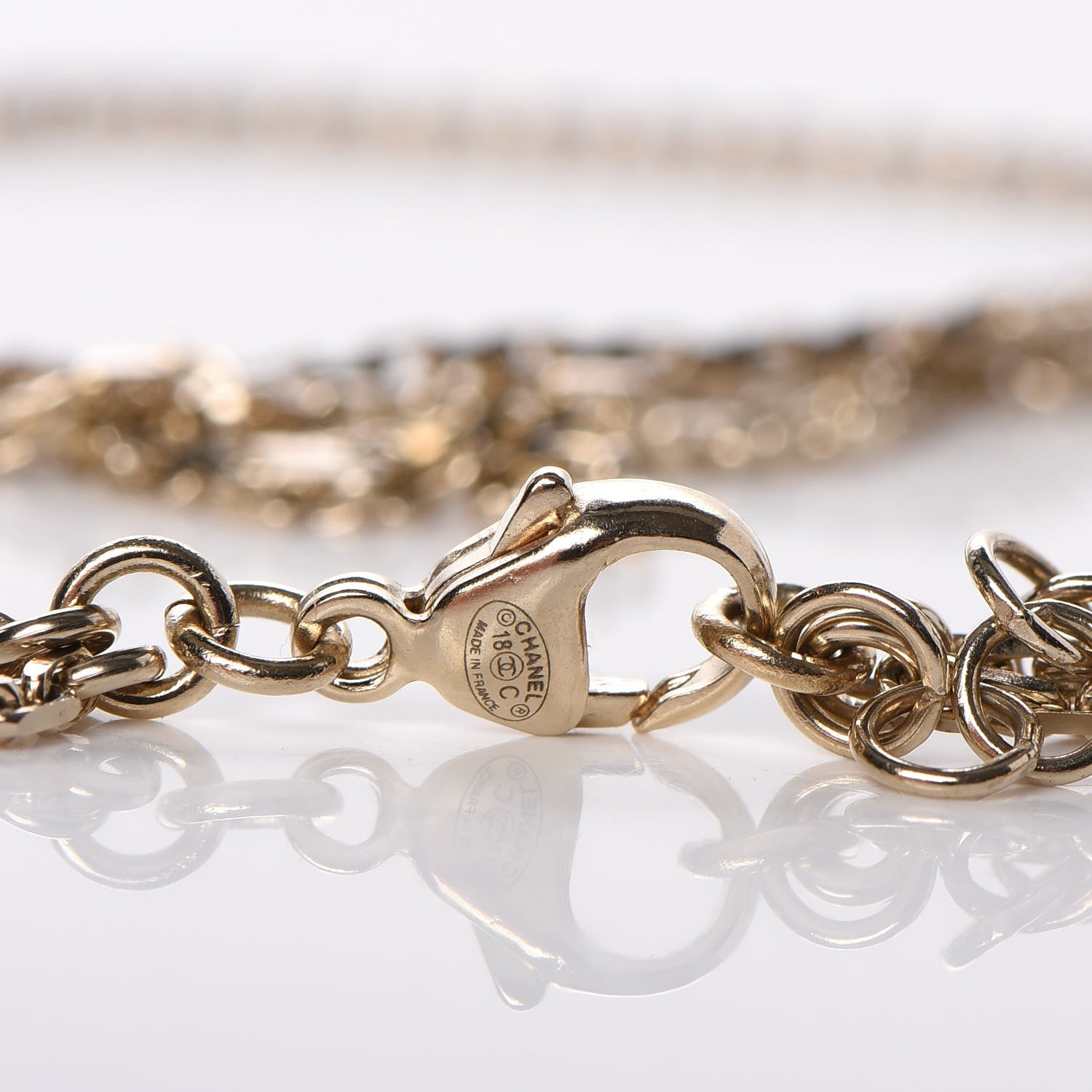 Chanel Crystal Pearl CC Long Multistrand Necklace Light Gold 6 of 7