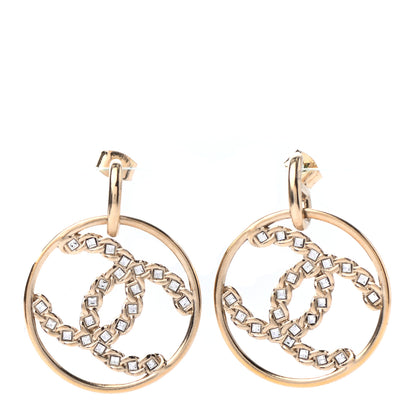 Chanel Baguette Crystal High Society CC Drop Earrings Gold 1 of 3
