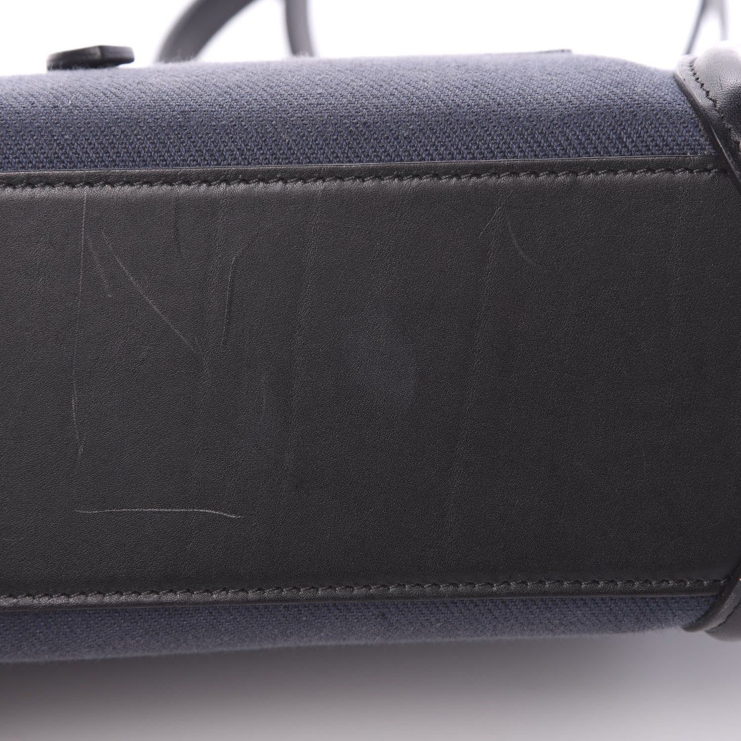 Celine Natural Canvas Smooth Calfskin Nano Luggage Navy 10 of 13
