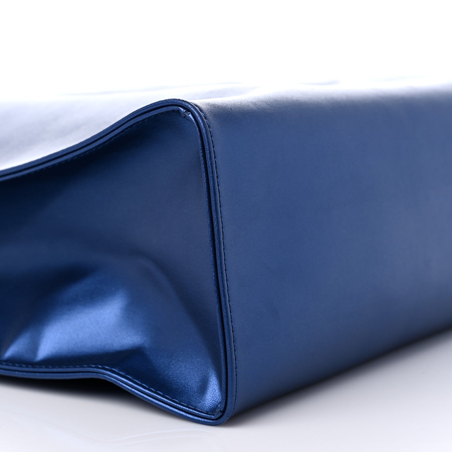 Metallic Vegan Leather Medium Shopping Bag Cobalt
