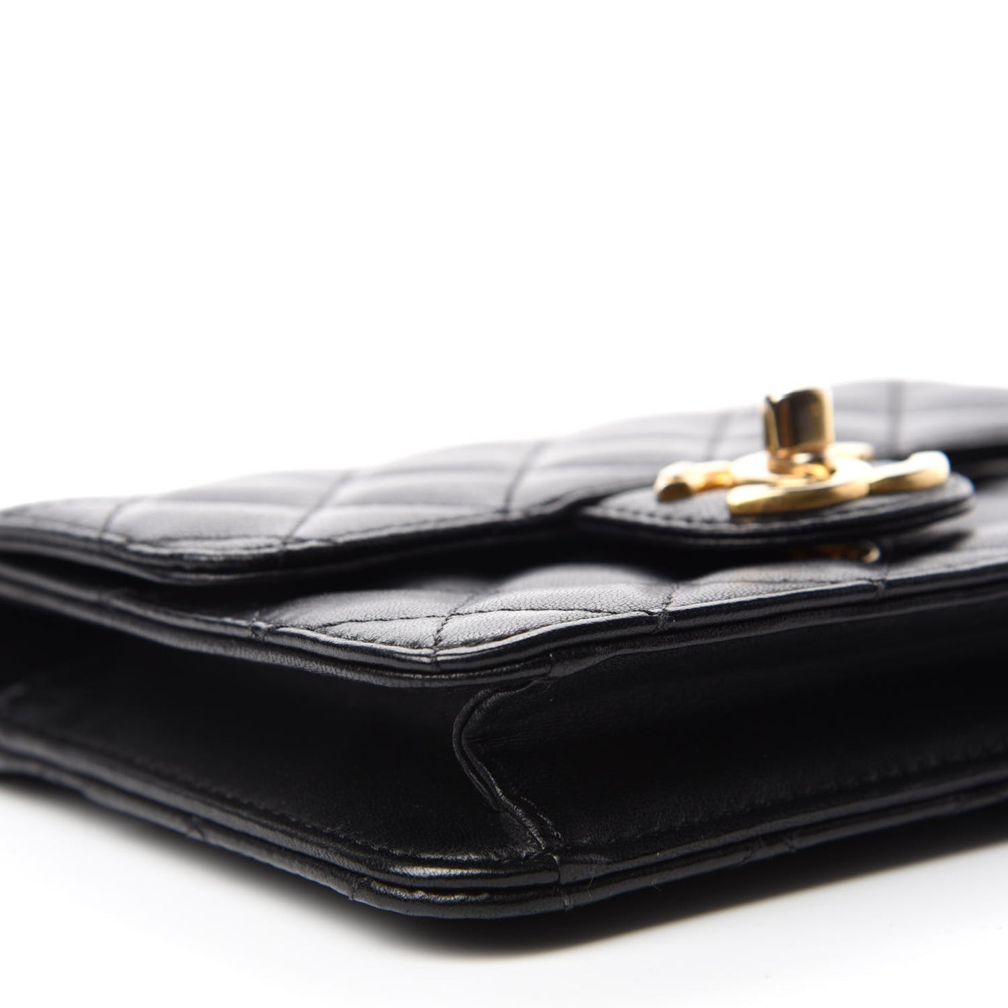 Lambskin Quilted Crossing Times Mini Flap Black