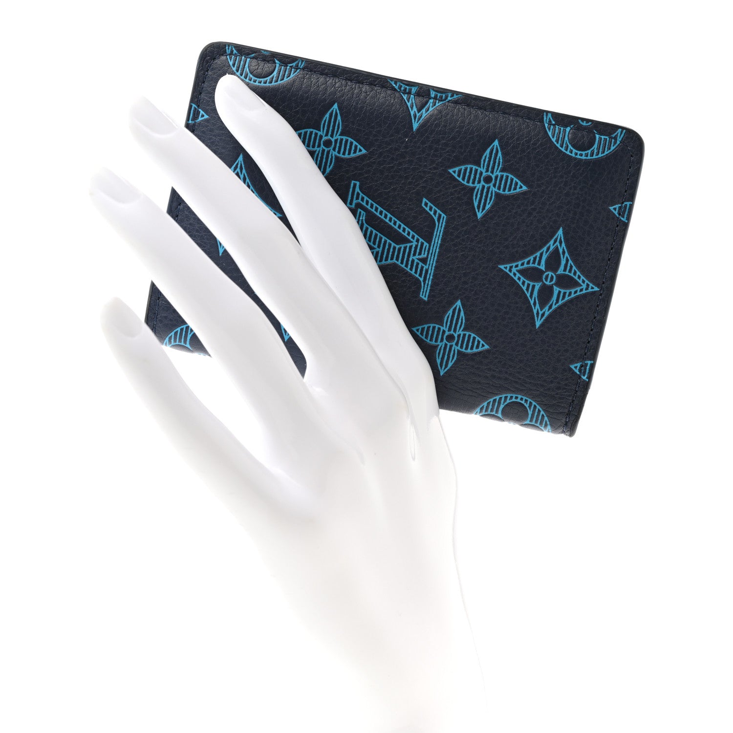 Louis Vuitton Calfskin Monogram Shadow Pocket Organizer Blue 2 of 9