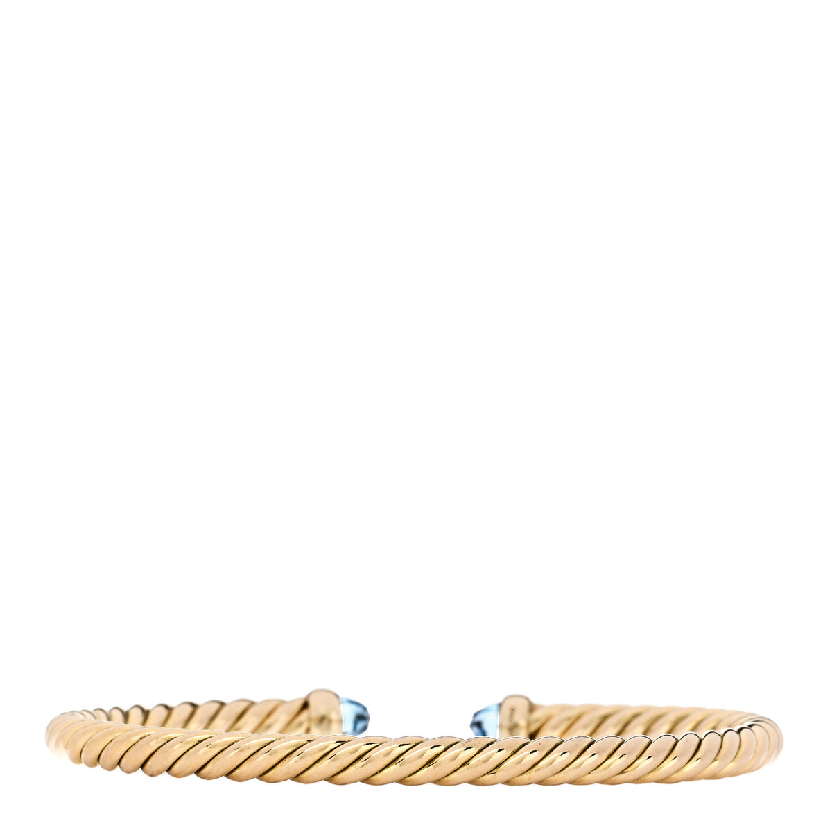 David Yurman 18K Yellow Gold Diamond Blue Topaz 4mm Cablespira Bracelet 2 of 4