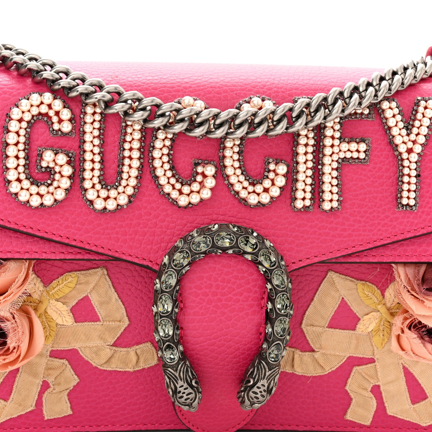Gucci Pebbled Calfskin Embellished Guccify Small Dionysus Shoulder Bag Rosa 8 of 10