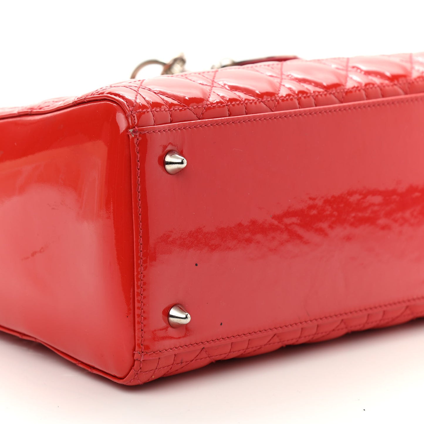 Patent Cannage Whipstitch Medium Lady Dior Red