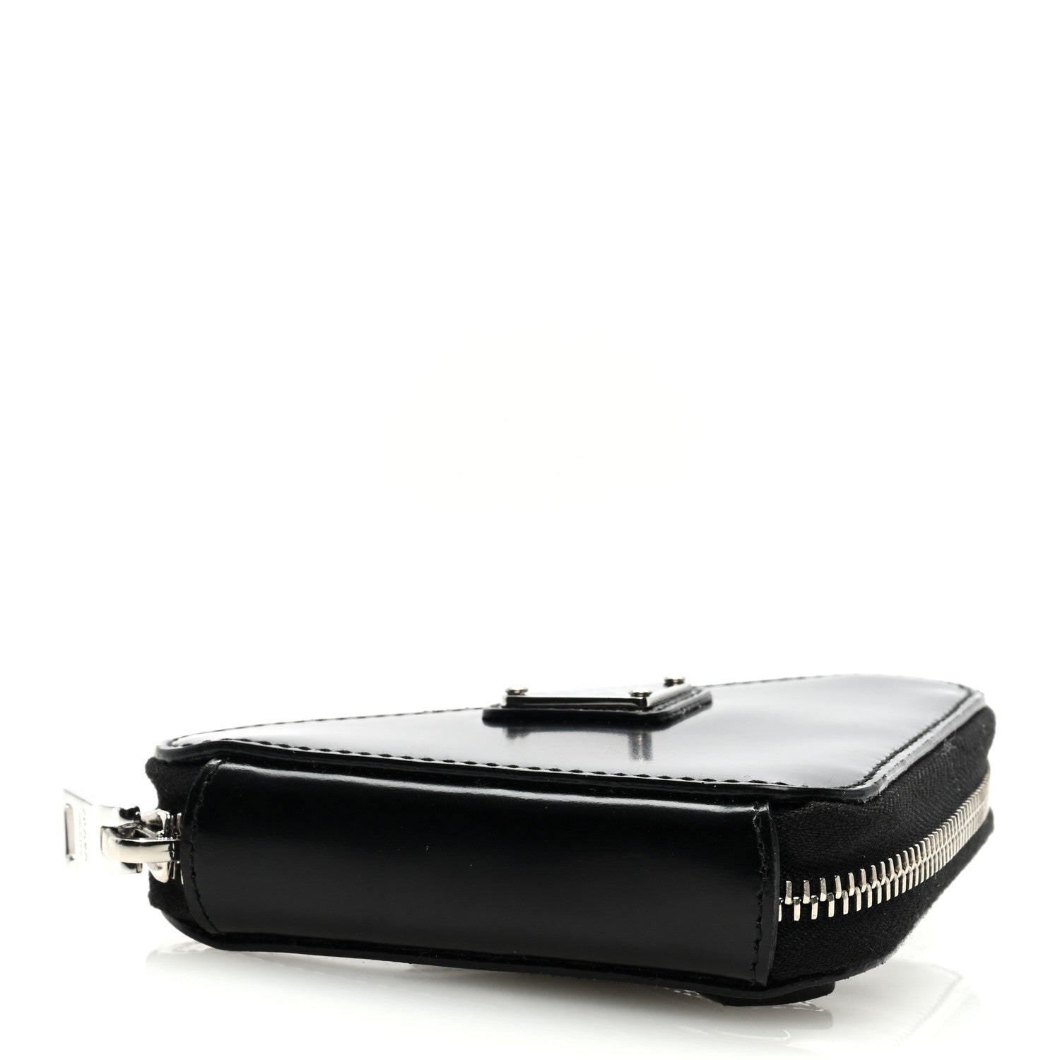 Prada Spazzolato Triangle Coin Pouch Bag Charm Black 4 of 6