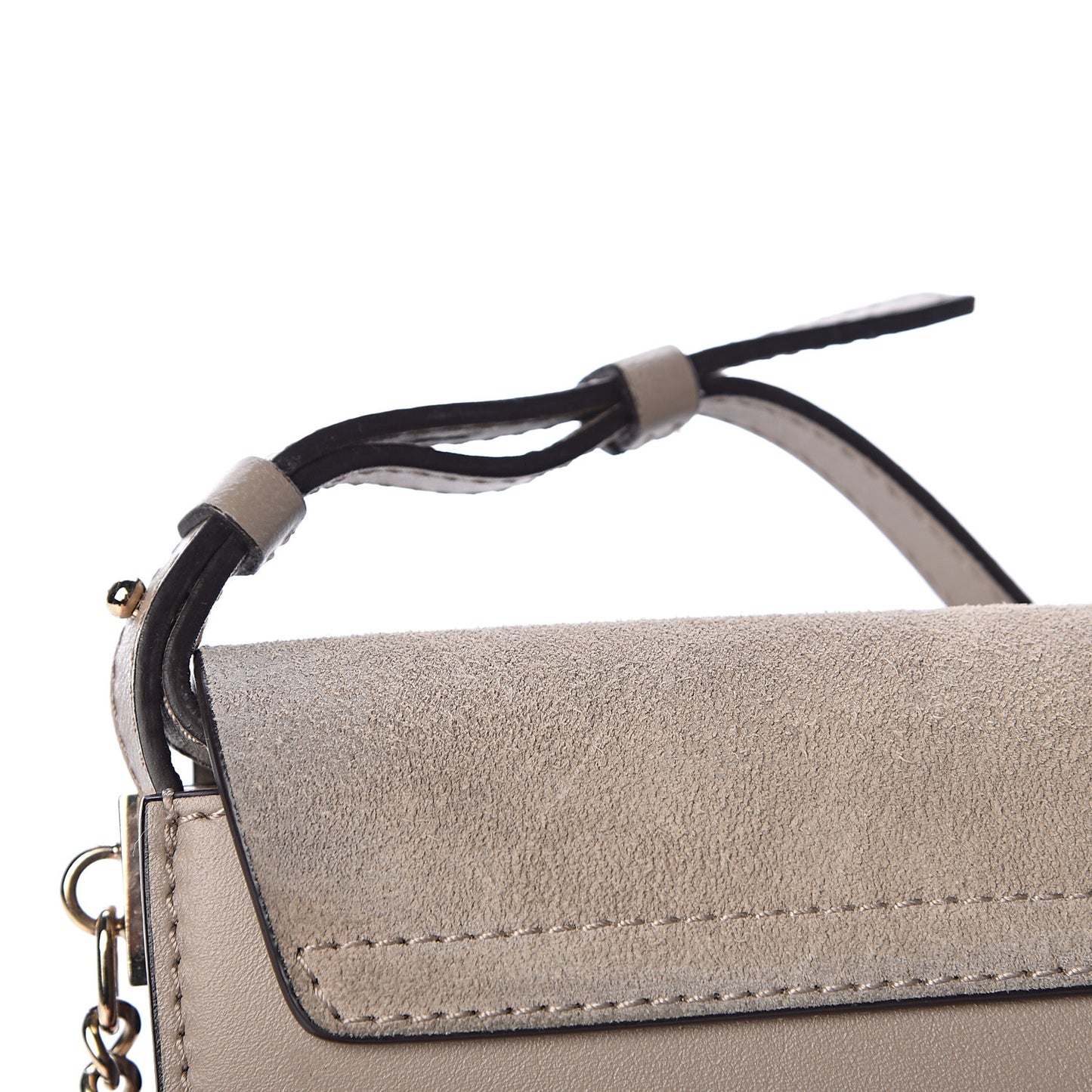 Suede Calfskin Mini Faye Shoulder Bag Motty Grey