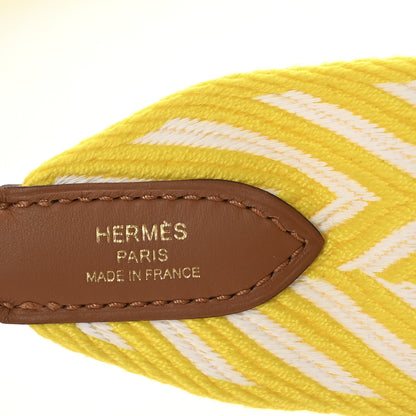 Hermes Toile Swift 50mm Sangle ZigZag Shoulder Strap Jaune Citron White Gold 3 of 4