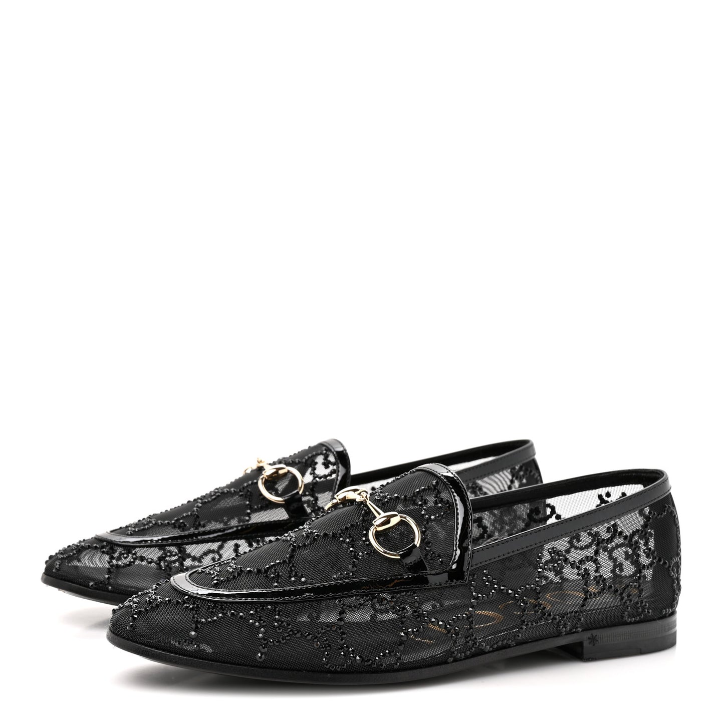 Tela Retino Kid Scamosciato Crystal GG Monogram Jordaan Loafer 35.5 Black