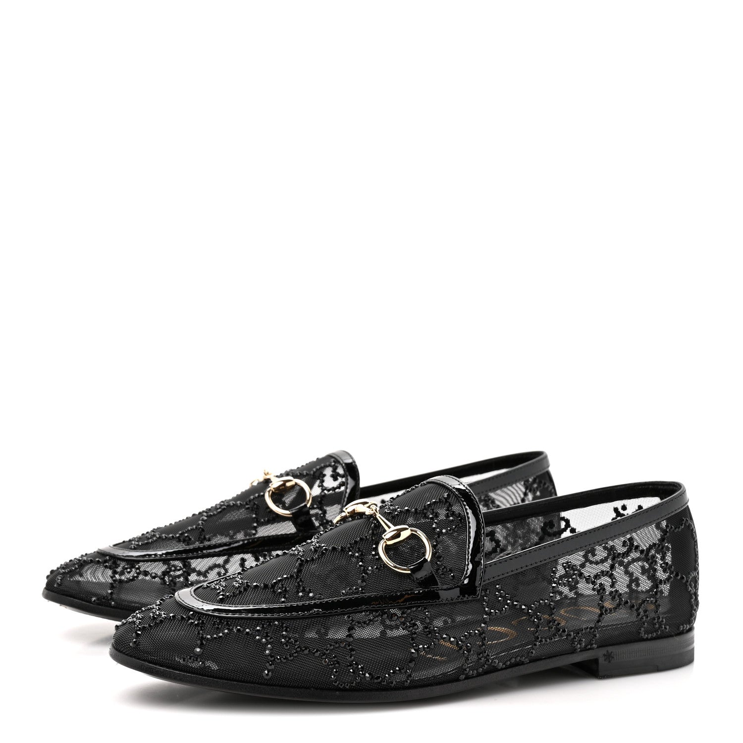 Gucci Tela Retino Kid Scamosciato Crystal GG Monogram Jordaan Loafer 35.5 Black 4 of 9