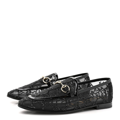 Gucci Tela Retino Kid Scamosciato Crystal GG Monogram Jordaan Loafer 35.5 Black 4 of 9