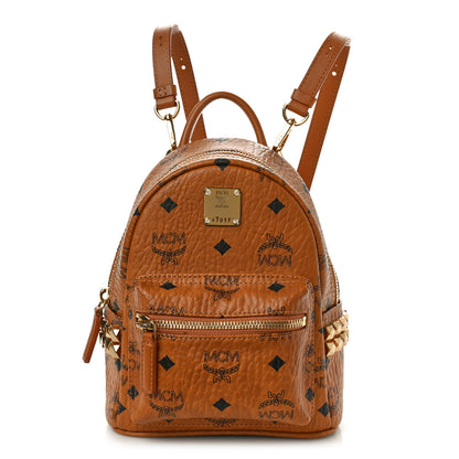 MCM Visetos Side Stud X-Mini Stark Bebe Boo Backpack Cognac 1 of 10