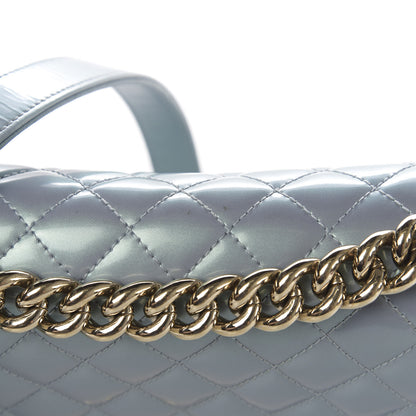 Chanel Iridescent Patent Calfskin Quilted Medium Boy Flap Light Blue 9 of 13