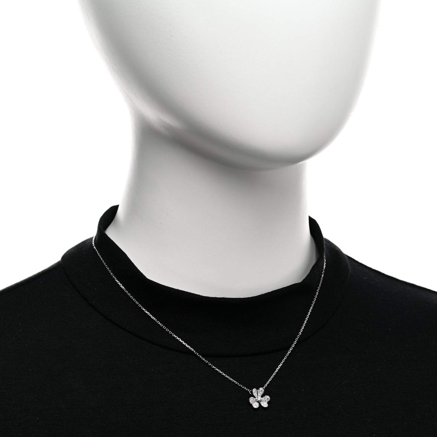 18K White Gold Diamond Mini Frivole Pendant Pave Necklace