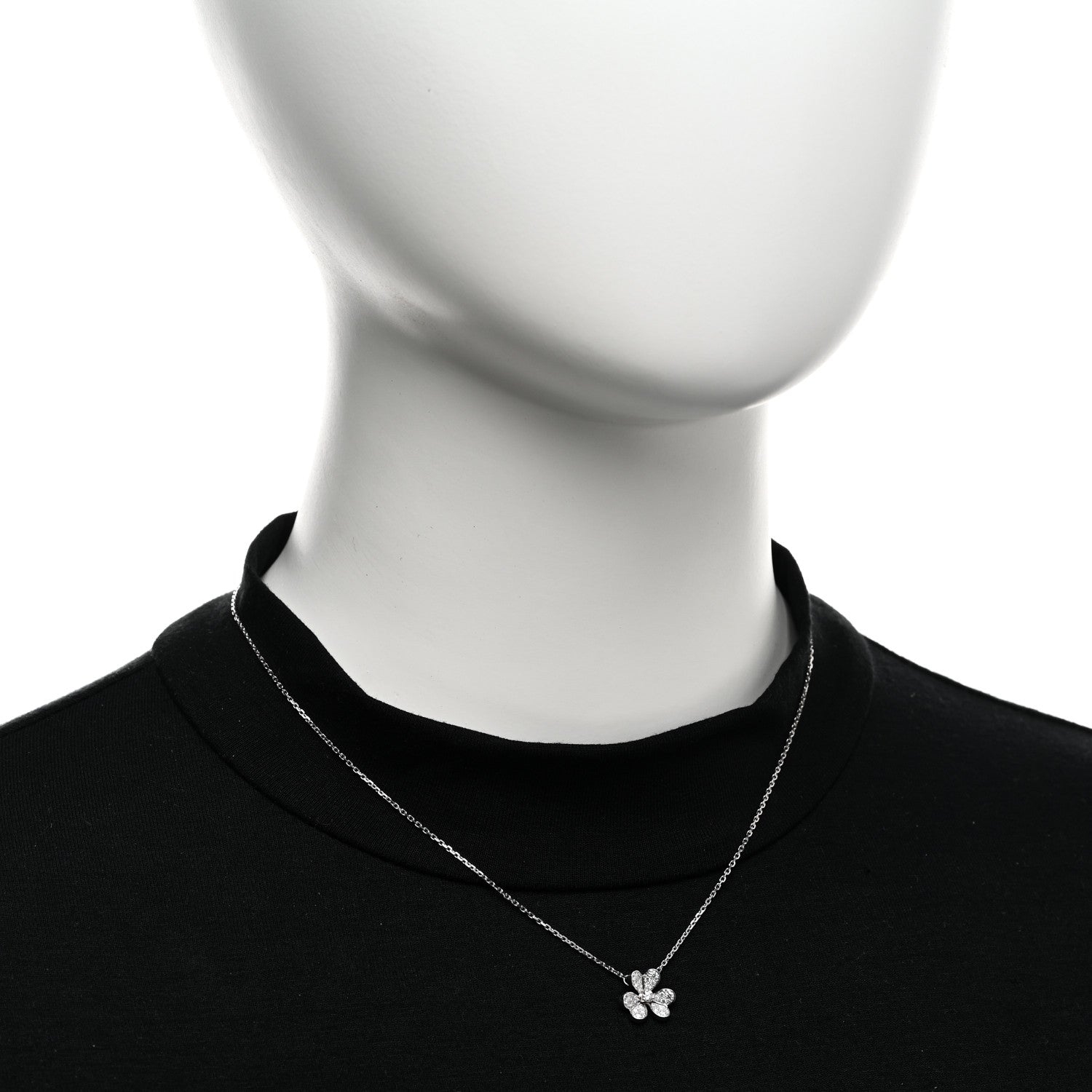 Van Cleef & Arpels 18K White Gold Diamond Mini Frivole Pendant Pave Necklace 2 of 5