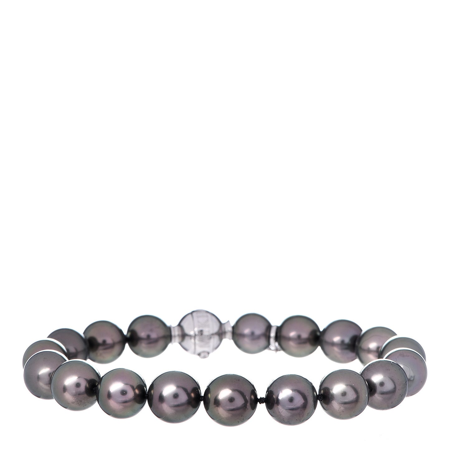 18K White Gold Diamond Black South Sea Pearl 9-9.5mm Bracelet