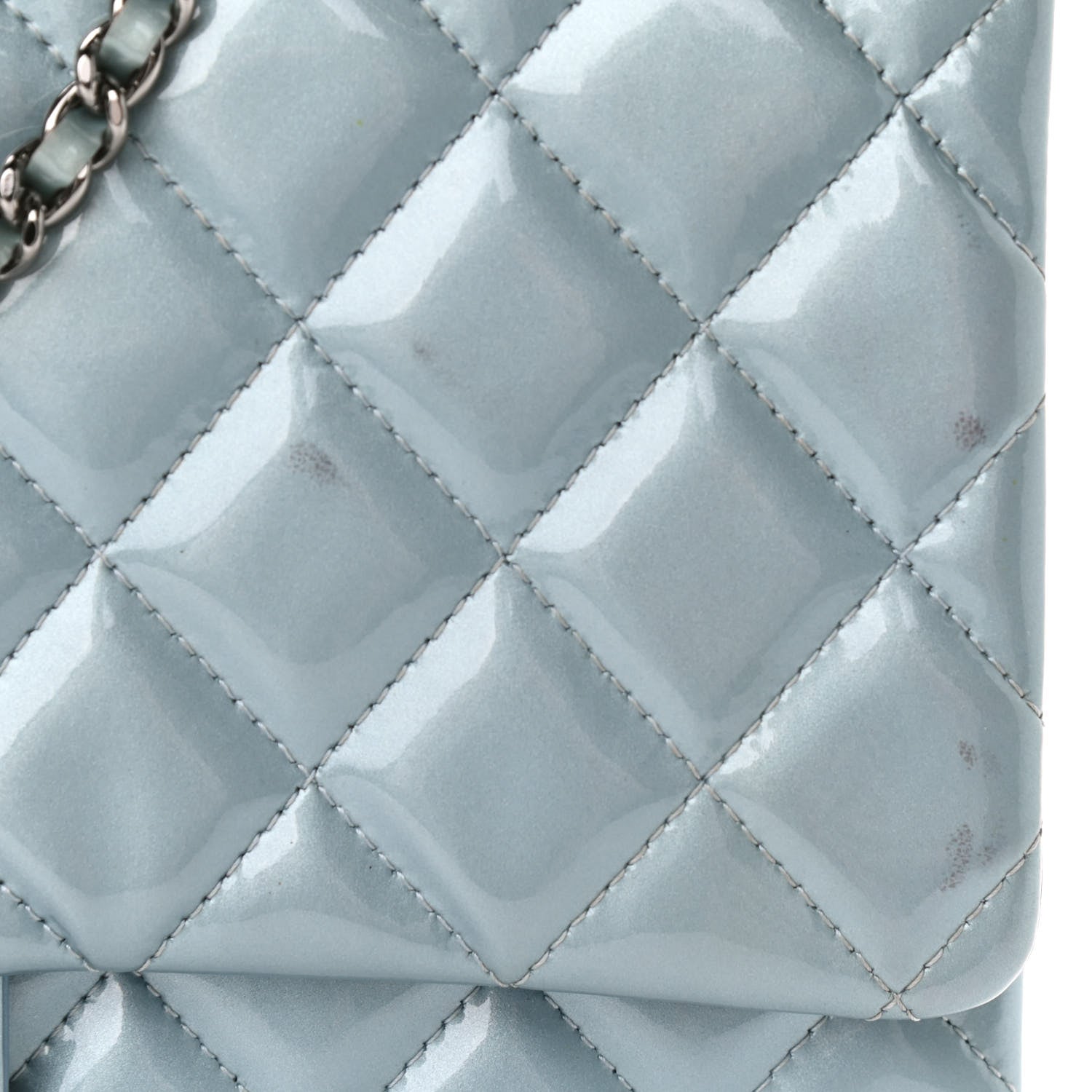 Chanel Patent Quilted Clutch With Chain Flap Blue 8 of 10