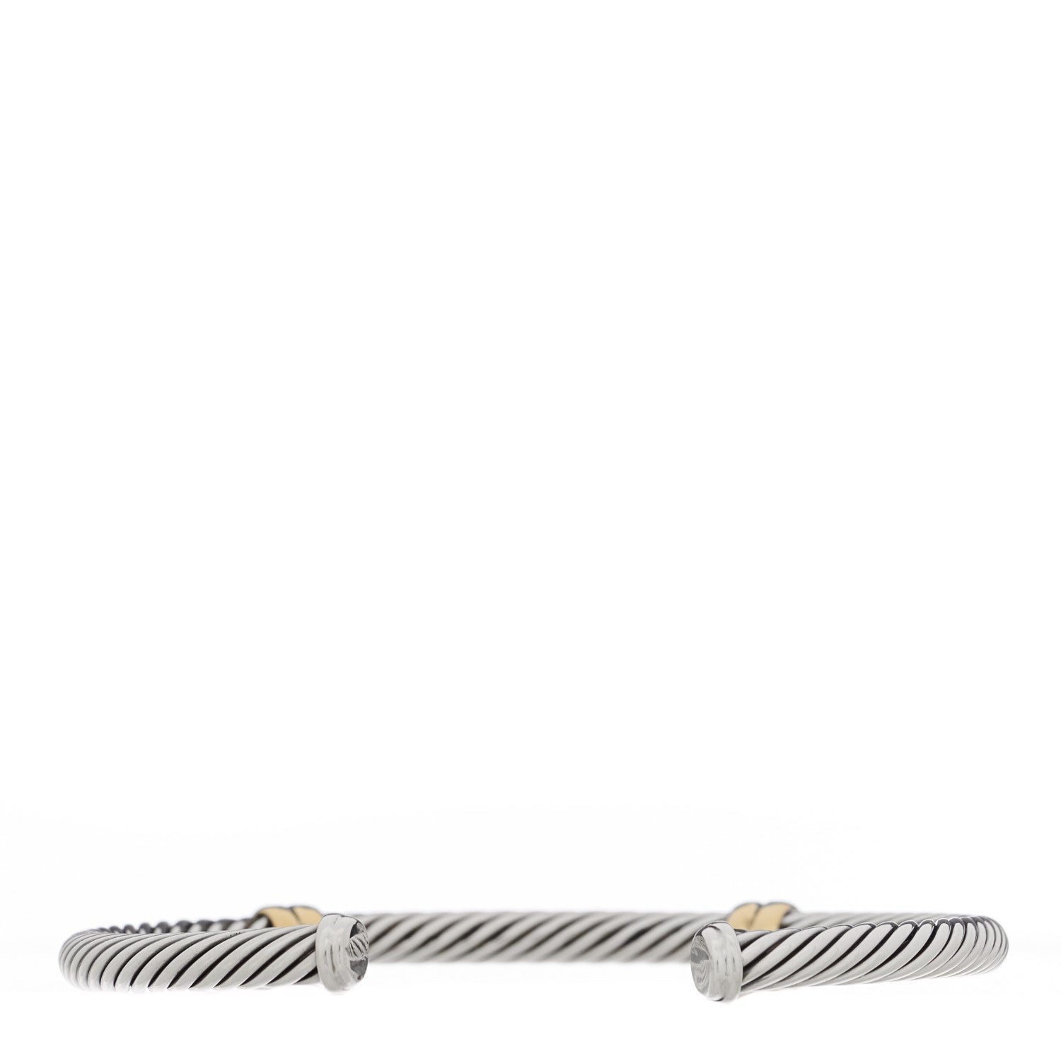 David Yurman Sterling Silver 18K Yellow Gold 4mm Double Station Cable Classics Bracelet 2 of 3