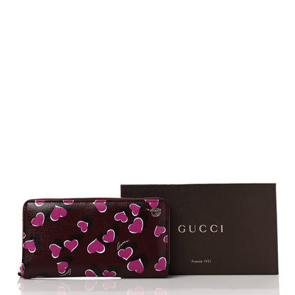 Gucci Calfskin Heartbeat Print Zip Around Wallet New Wine 9 of 9