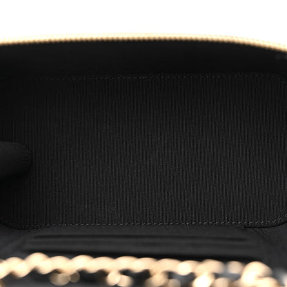 Chanel Lambskin Camellia Embossed Small Vanity Case With Chain Black 5 of 12