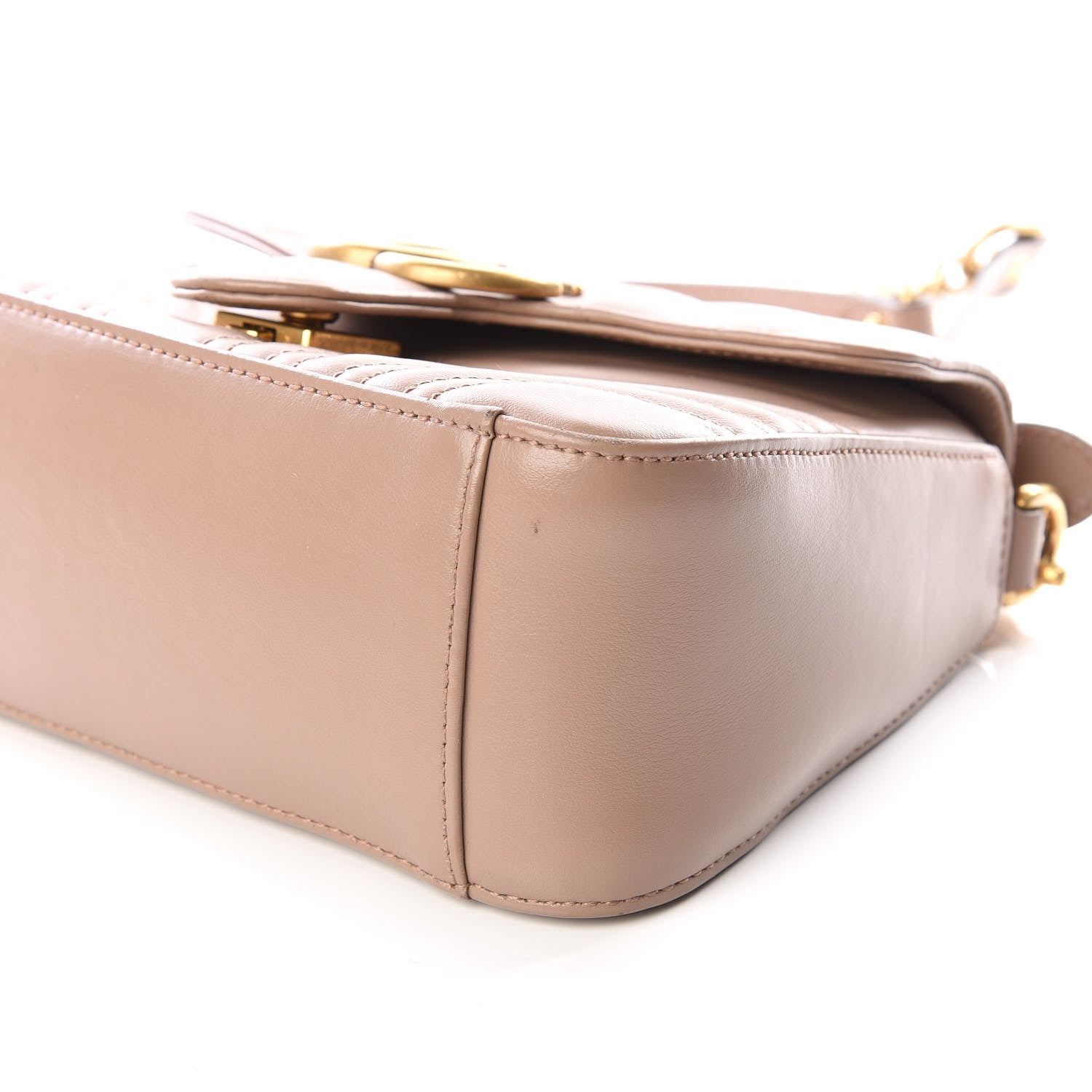 Gucci Calfskin Matelasse Mini GG Marmont Top Handle Shoulder Bag Porcelain Rose 6 of 9