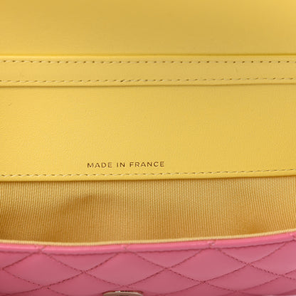 Chanel Lambskin Quilted Glasses Case With Chain Pink Yellow 9 of 11