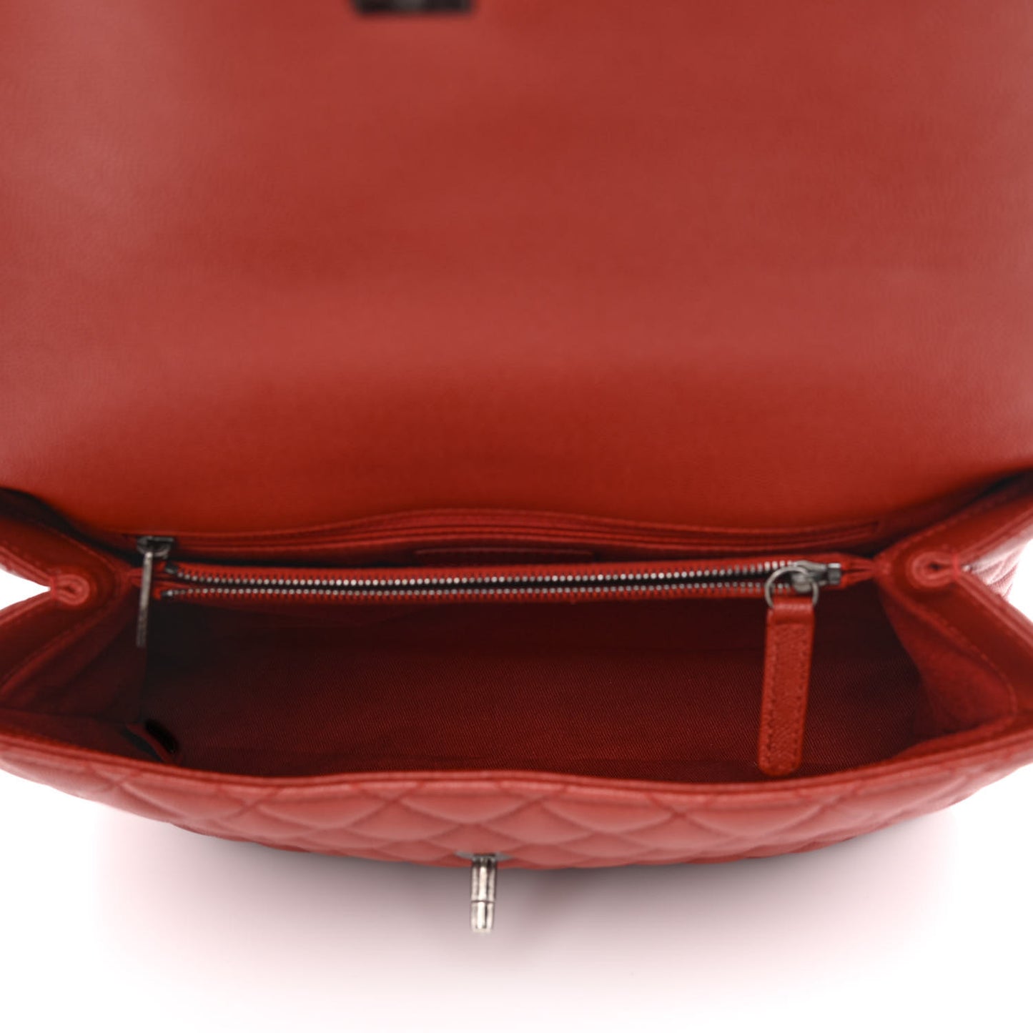 Caviar Quilted Medium Coco Handle Flap Dark Red