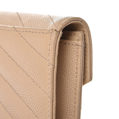 Saint Laurent Grain De Poudre Matelasse Chevron Small Monogram Envelope Wallet Nude Powder 10 of 11
